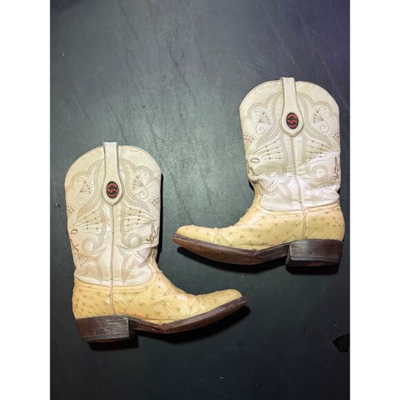 Ponce Women’s Ostrich Leather Cowboy Boots Mexico Size 24 / US 7 - Picture 1 of 9